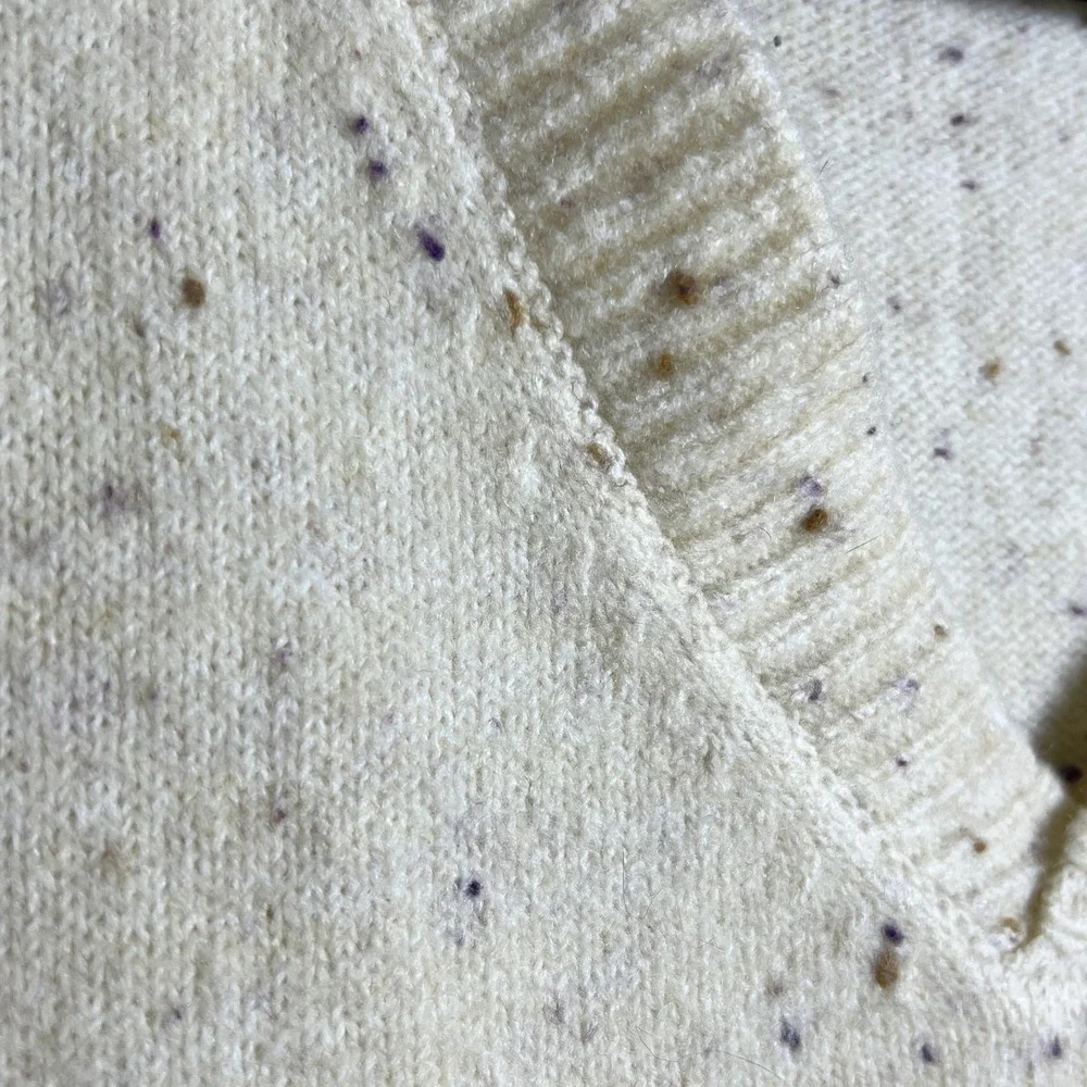 C&C California Confetti Knit V‎ Neck Sweater Cream Women XL